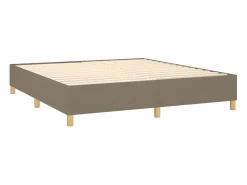 Clicnbuy Cama box spring colchón y luces LED tela gris taupe 180x200 cm