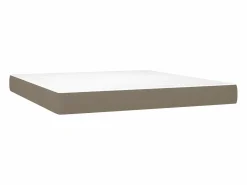 Clicnbuy Cama box spring colchón y luces LED tela gris taupe 180x200 cm