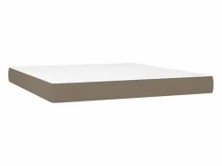 Clicnbuy Cama box spring colchón y luces LED tela gris taupe 180x200 cm