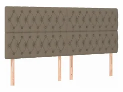 Clicnbuy Cama box spring colchón y luces LED tela gris taupe 180x200 cm
