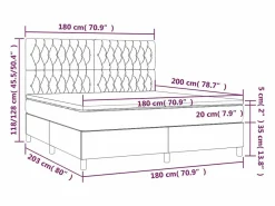 Clicnbuy Cama box spring colchón y luces LED tela gris taupe 180x200 cm