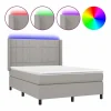Outlet Clicnbuy Cama box spring colchón y luces LED tela gris claro 140x190 cm