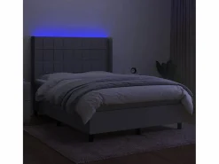 Outlet Clicnbuy Cama box spring colchón y luces LED tela gris claro 140x190 cm