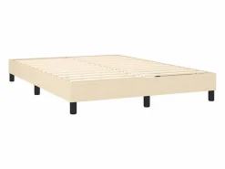 Clearance Cama box spring colchón y luces LED tela crema 140x190 cm Somier - 140X190Cm