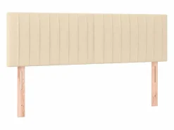 Clearance Cama box spring colchón y luces LED tela crema 140x190 cm Somier - 140X190Cm