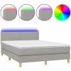 Clicnbuy Cama box spring colchón y luces LED tela gris claro 140x190 cm
