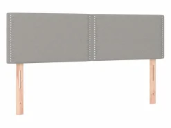 Clicnbuy Cama box spring colchón y luces LED tela gris claro 140x190 cm