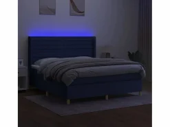 Best Clicnbuy Cama box spring colchón y luces LED tela azul 180x200 cm