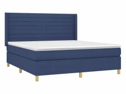Best Clicnbuy Cama box spring colchón y luces LED tela azul 180x200 cm