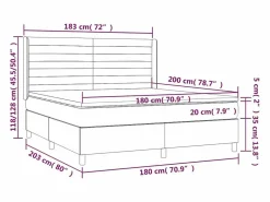Best Clicnbuy Cama box spring colchón y luces LED tela azul 180x200 cm