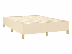 Outlet Cama box spring colchón y luces LED tela crema 140x190 cm Somier - 140X190Cm