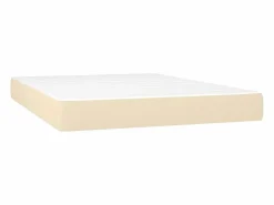Outlet Cama box spring colchón y luces LED tela crema 140x190 cm Somier - 140X190Cm