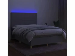 Best Clicnbuy Cama box spring colchón y luces LED tela gris claro 140x190 cm