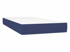 Outlet Clicnbuy Cama box spring colchón y luces LED tela azul 90x190 cm