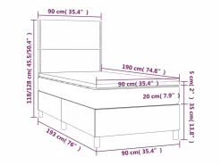 Outlet Clicnbuy Cama box spring colchón y luces LED tela azul 90x190 cm