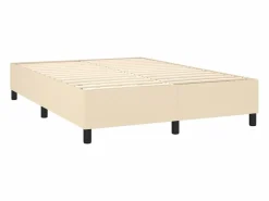 Sale Clicnbuy Cama box spring colchón y luces LED tela crema 140x190 cm