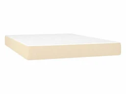 Sale Clicnbuy Cama box spring colchón y luces LED tela crema 140x190 cm