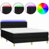 Online Clicnbuy Cama box spring colchón y luces LED tela negro 140x190 cm