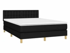 Online Clicnbuy Cama box spring colchón y luces LED tela negro 140x190 cm