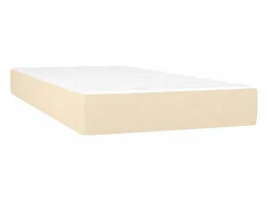 Discount Clicnbuy Cama box spring colchón y luces LED tela color crema 90x190 cm