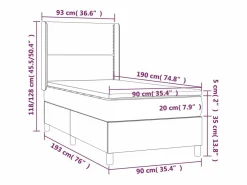 Discount Clicnbuy Cama box spring colchón y luces LED tela color crema 90x190 cm