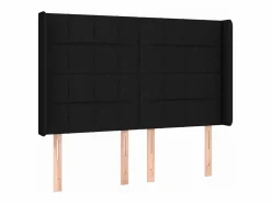 Discount Cama box spring colchón y luces LED tela negro 140x190 cm Somier Tapizado|Somier - 140X190Cm