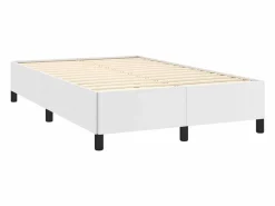 Clicnbuy Cama box spring colchón y LED cuero sintético blanco 120x190 cm