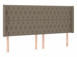 Clicnbuy Cama box spring colchón y luces LED tela gris taupe 180x200 cm