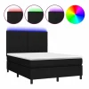 Best Cama box spring colchón y luces LED tela negro 140x190 cm Somier - 140X190Cm