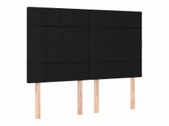 Clicnbuy Cama box spring colchón y luces LED tela negro 140x190 cm