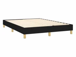 Clicnbuy Cama box spring colchón y luces LED tela negro 140x190 cm