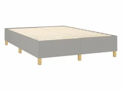 Online Clicnbuy Cama box spring colchón y luces LED tela gris claro 140x190 cm