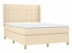 Sale Cama box spring colchón y luces LED tela crema 140x190 cm Somier - 140X190Cm