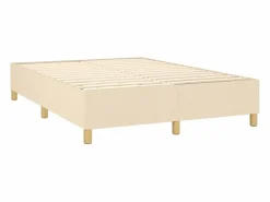 Sale Cama box spring colchón y luces LED tela crema 140x190 cm Somier - 140X190Cm