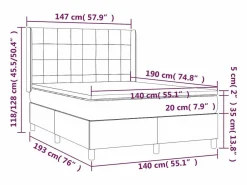 Sale Cama box spring colchón y luces LED tela crema 140x190 cm Somier - 140X190Cm