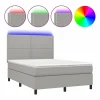 Clicnbuy Cama box spring colchón y luces LED tela gris claro 140x190 cm