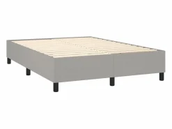 Clicnbuy Cama box spring colchón y luces LED tela gris claro 140x190 cm