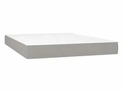 Clicnbuy Cama box spring colchón y luces LED tela gris claro 140x190 cm