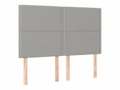 Clicnbuy Cama box spring colchón y luces LED tela gris claro 140x190 cm