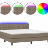 Discount Cama box spring colchón y luces LED tela gris taupe 180x200 cm Somier - 180X200Cm