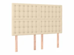 Clearance Cama box spring colchón y luces LED tela crema 140x190 cm Somier - 140X190Cm