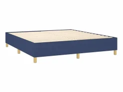 Clicnbuy Cama box spring colchón y luces LED tela azul 180x200 cm