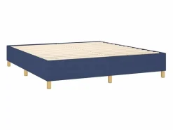 Clicnbuy Cama box spring colchón y luces LED tela azul 180x200 cm