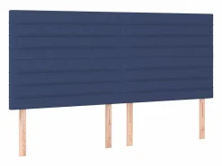 Clicnbuy Cama box spring colchón y luces LED tela azul 180x200 cm