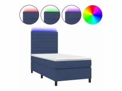Online Cama box spring colchón y luces LED tela azul 90x190 cm Somier - 90X190Cm