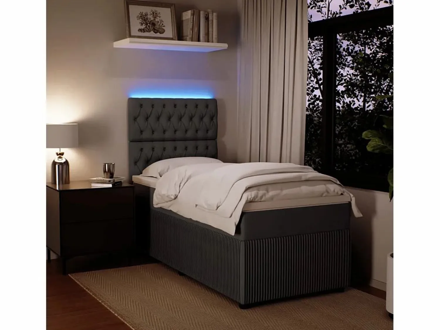 Best Cama box spring con colchón terciopelo oscuro 90x190 cm Somier - 90X190Cm