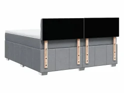 Clicnbuy Cama box spring con colchón tela claro 180x200 cm Gris