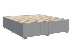 Clicnbuy Cama box spring con colchón tela claro 180x200 cm Gris