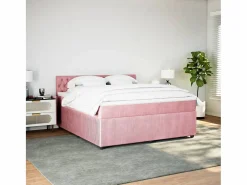 Clicnbuy Cama box spring con colchón terciopelo 180x200 cm Rosa