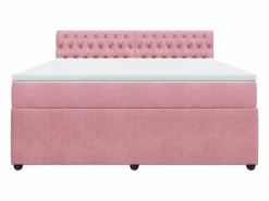 Clicnbuy Cama box spring con colchón terciopelo 180x200 cm Rosa